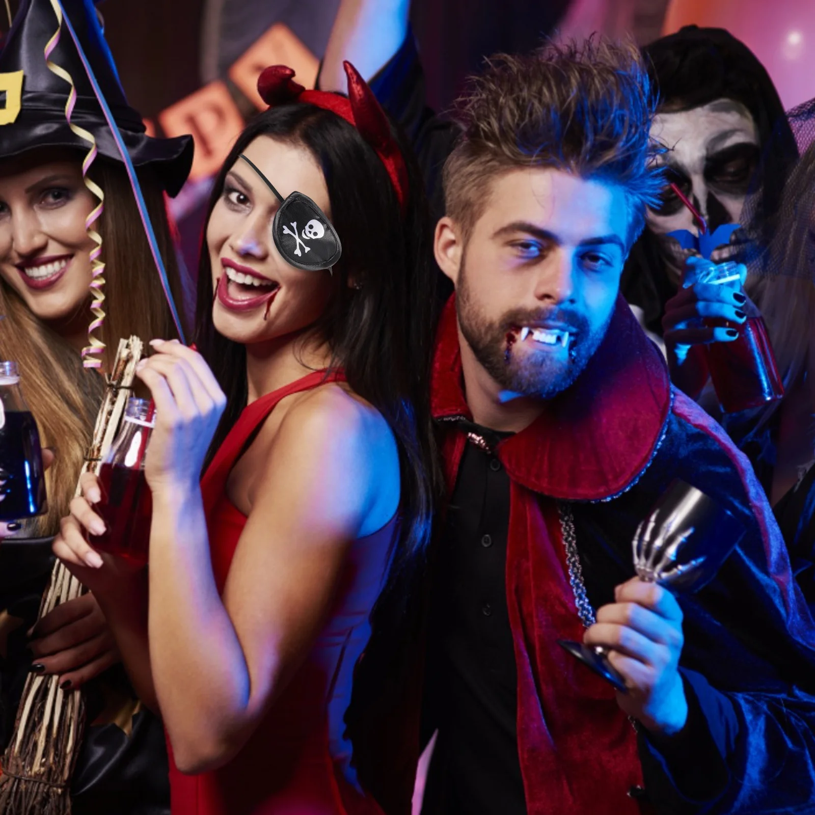 

12Pcs Skull Eye Patch Satin Pirate Cosplay Accessory Lightweight Non-Pressure Fit for Costume Party Role Play Dance Festival