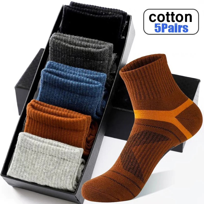 

5 Pairs/lot Men Cotton Socks Black Sports Socks Casual Run Summer Socks Men Breathable Male Sock Middle Tube Socken Large Size