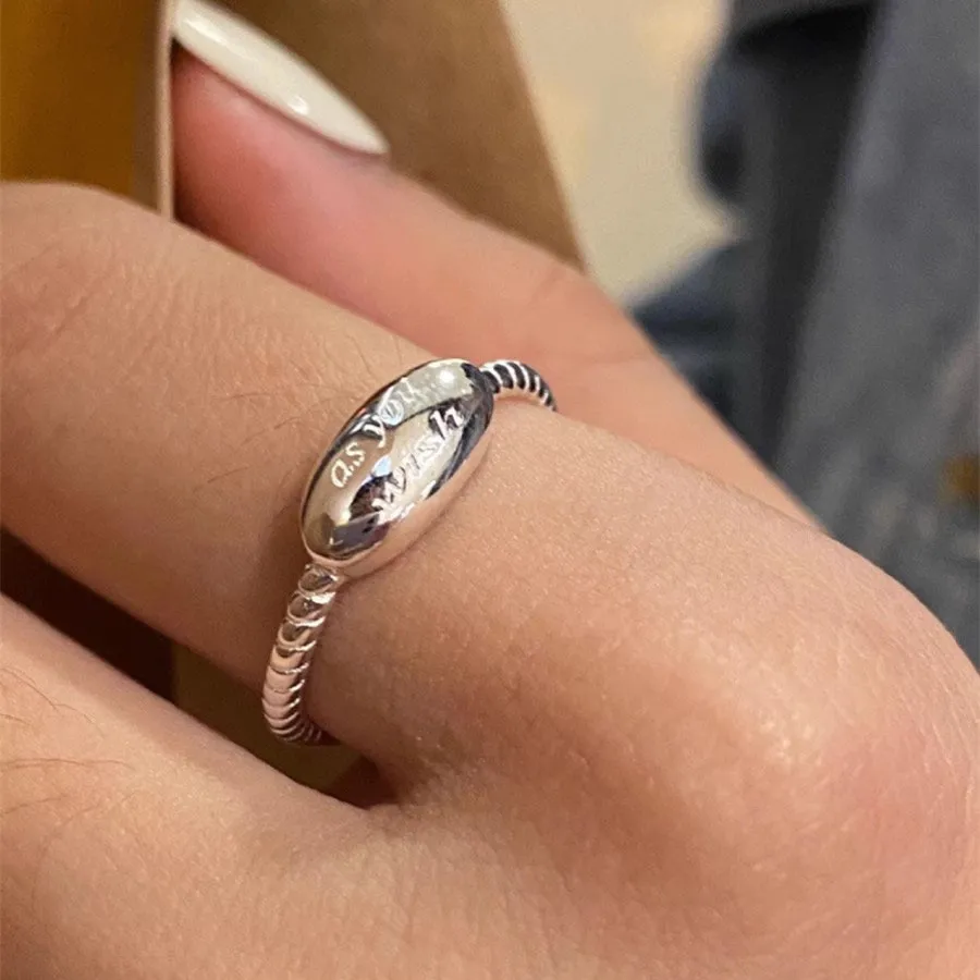 Anillo de plata de ley S925 para mujer, chapado en platino, letra ovalada, joyería Popular de moda, regalo para pareja