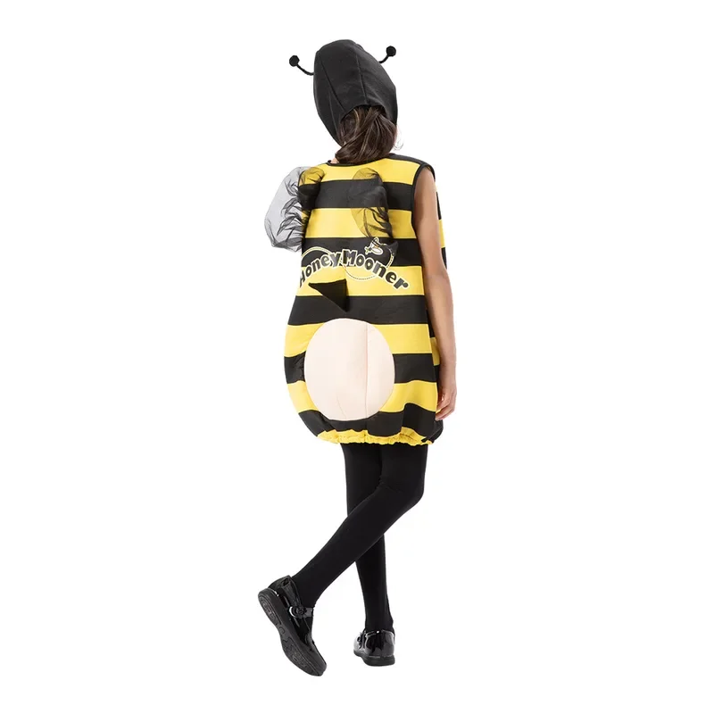 Unisex Honeybee Bumble Bee Cosplay Costume Child Kids Boys Girls Sponge Suit Tunic Purim Halloween Party Fancy Costume