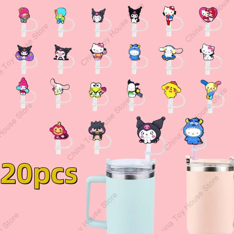 

MINISO Sanrio Cinnamoroll Straw Cover Cap 10MM Drink Straw Plug Reusable Splash Proof Drinking Cup Straw Cap Charms Accessories