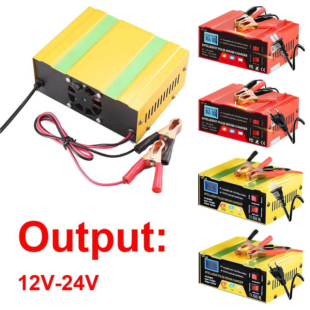 12V/24V Fully Automatic Pulse Repair Charger LCD Display Full Automatic Car Battery Charger 180W Portable Car Battery Charger