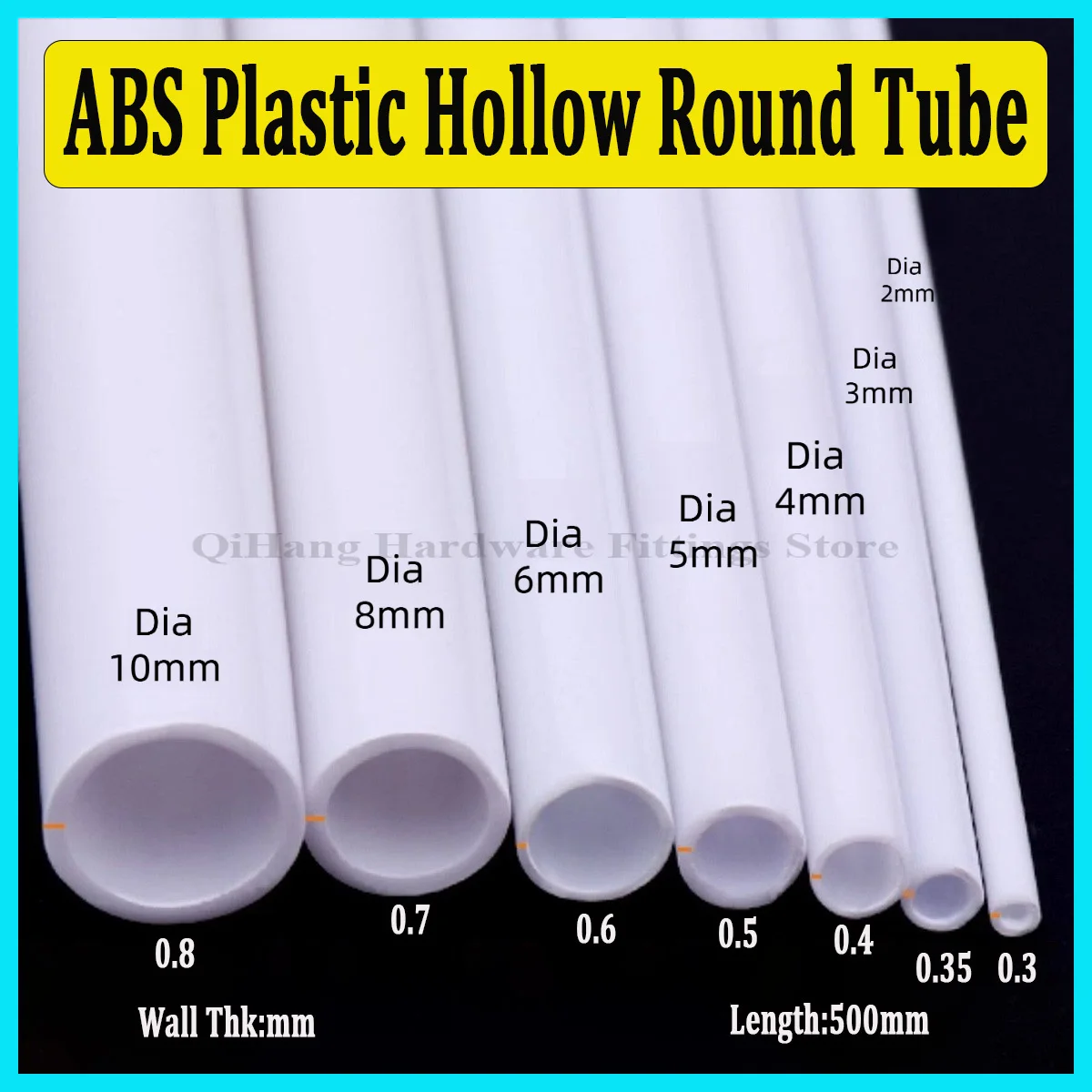 

20Pcs ABS Plastic Hollow Round Tube 2-10mm Diameter, Sand Table & Building Model Material for DIY Handmade Craft Decoration