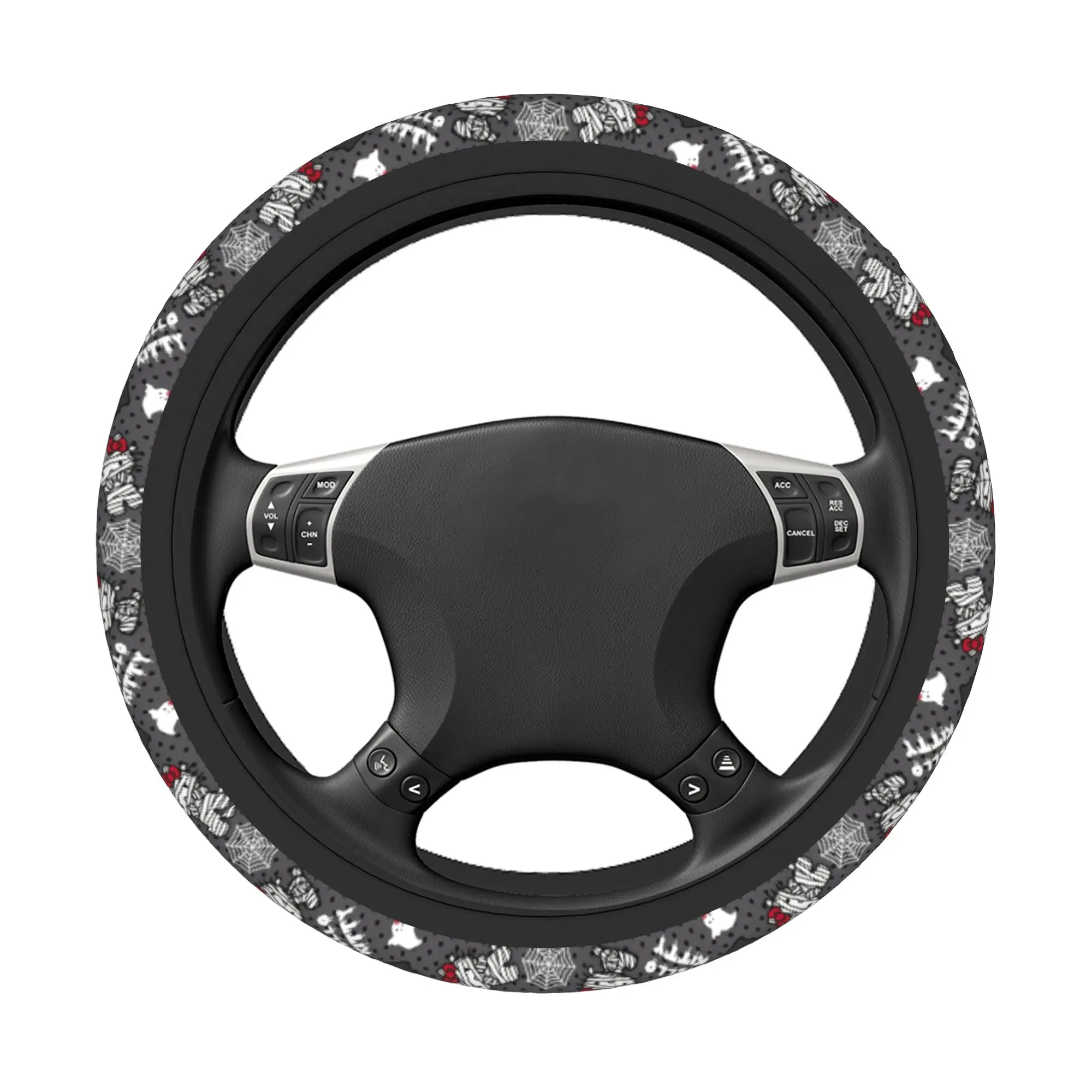 Car Steering Wheel Cover Hellokittys Halloween Universal Skull Ghost Braid On The Steering Wheel Cover Auto Auto Accessories - view 2