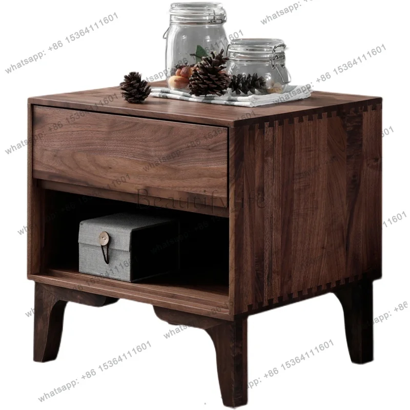 

North American Black Walnut Bedside Table Nordic All Solid Wood Bedroom Drawer Locker