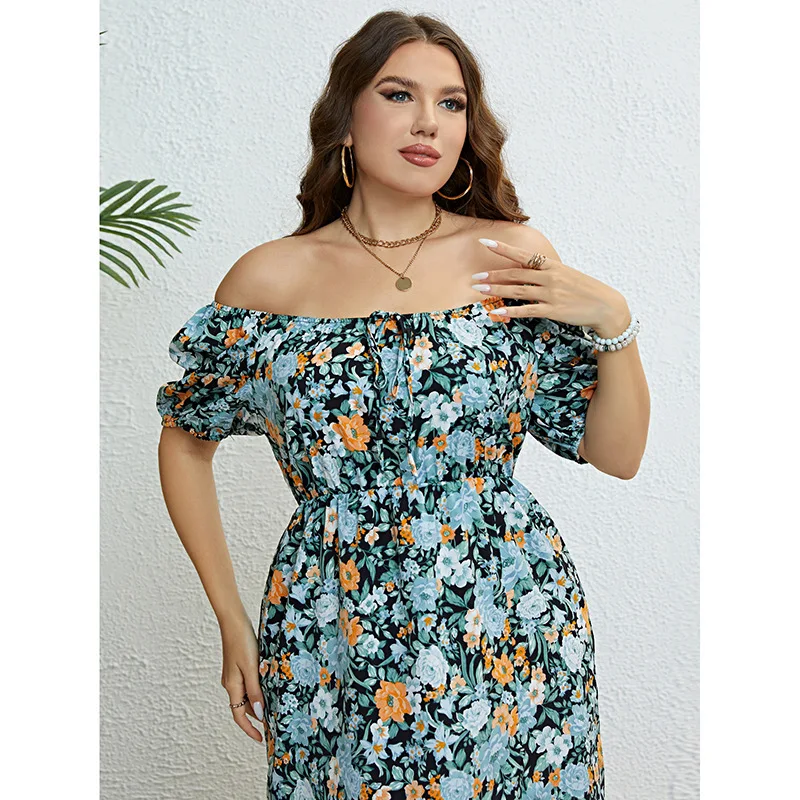 Letnia sukienka w kwiaty Plus Size sukienka do kolan dla kobiet odzież plażowa styl boho Plus Size damska oversize