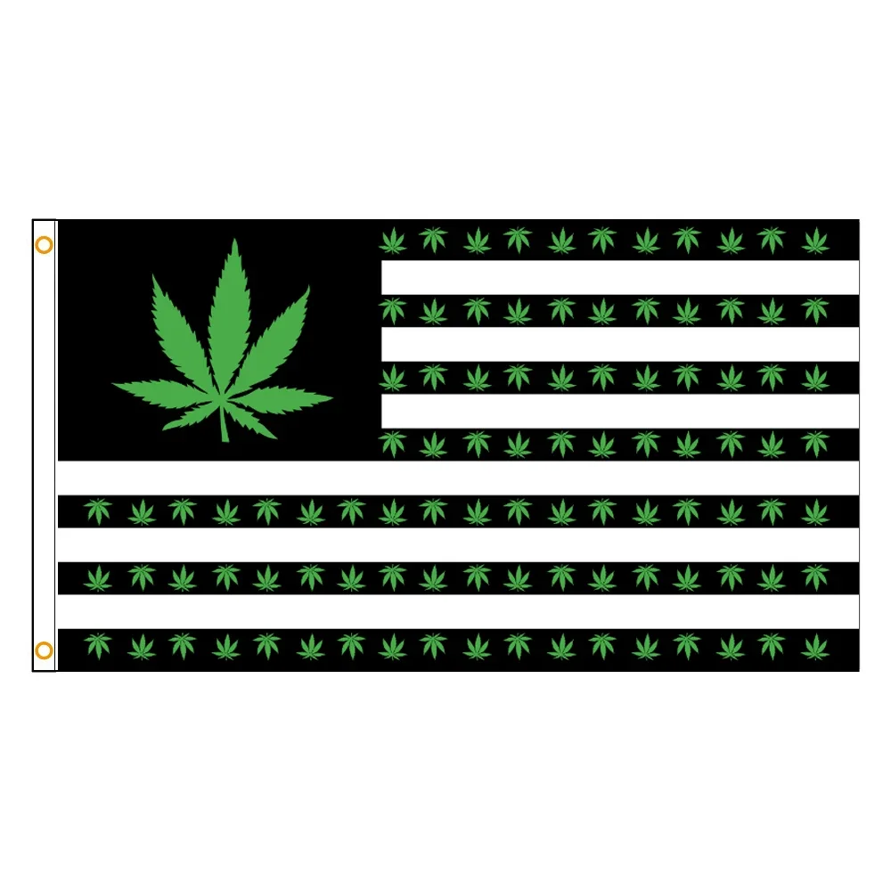 3x5Fts 90X150cm Green American Leaf Weed Flags  Panoramic Wallpaper Tapestry Wall Hanging Tapestries Bedroom 3d Home Decoration