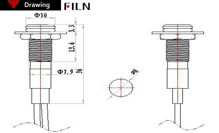 FILM Dash-Kontrollleuchte mit Drahtsymbol, LED, 12 V, 24 V, Metallanzeige, 8/10/12/14/16 mm, Kontrollleuchte, Auto-Armaturenbrett-Rucks-Maschinen – Detail 9
