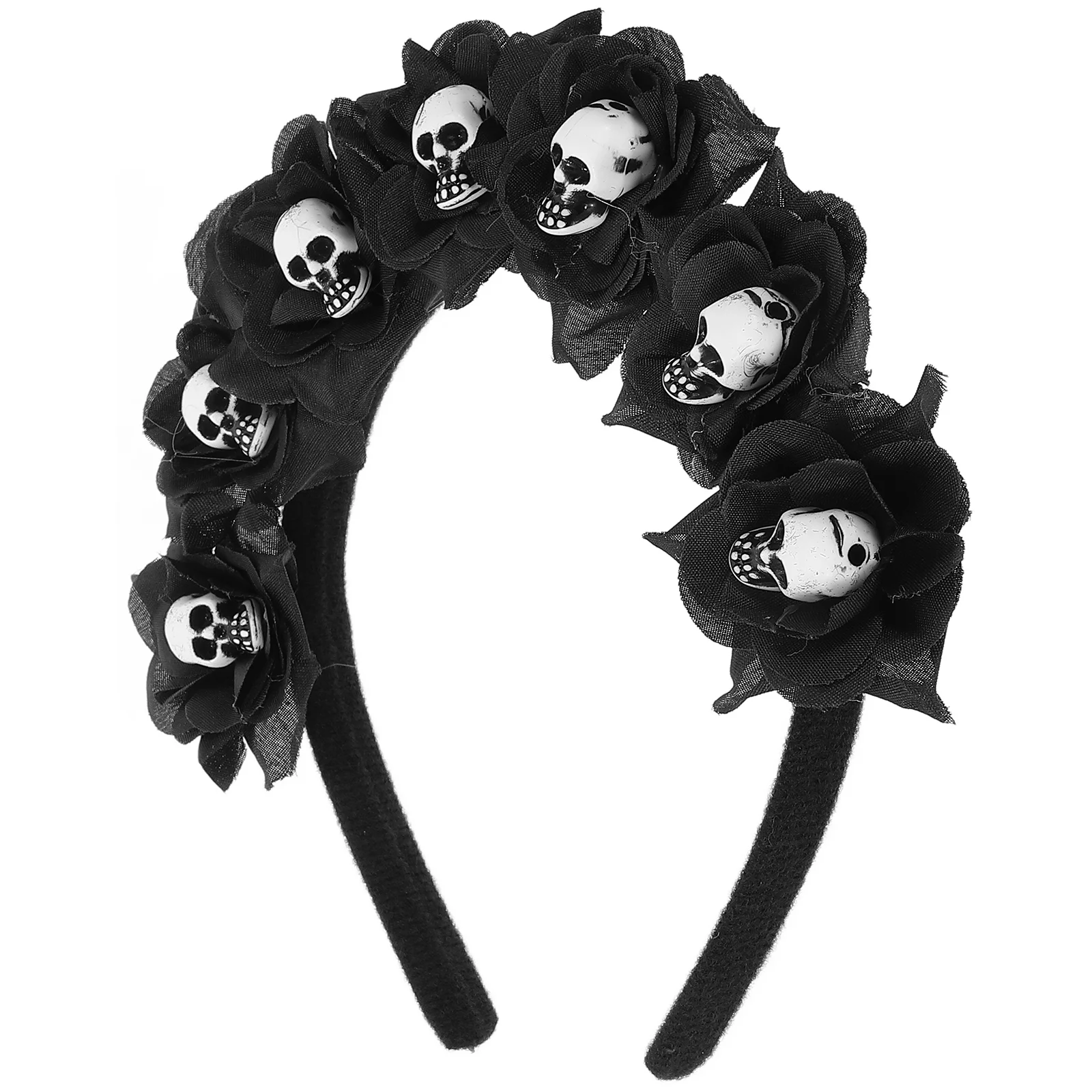 Diademas para el pelo, tocado de Cosplay para Halloween, accesorios para decoración de tela de flores, aros negros, accesorios para fiesta