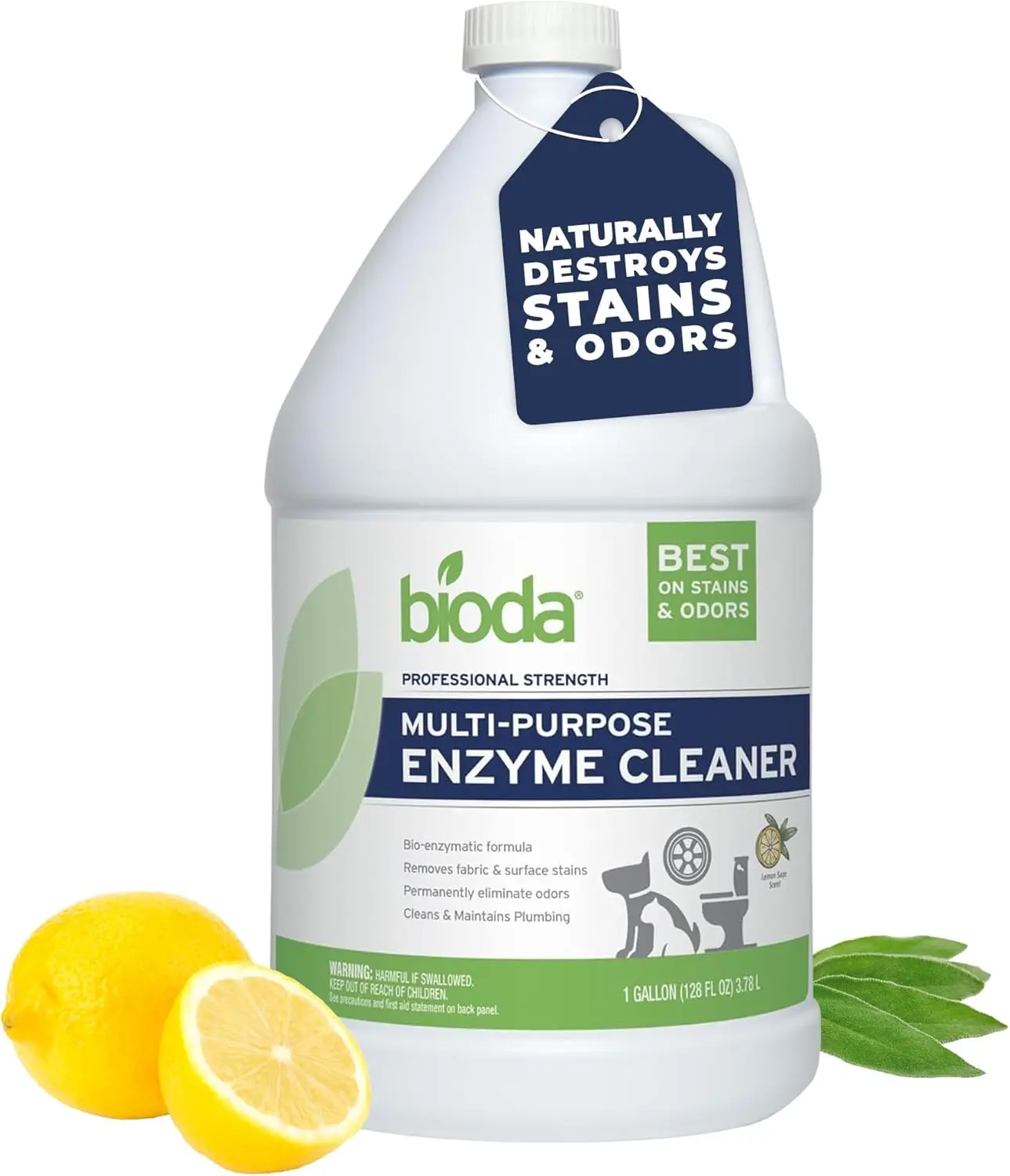 Professional Multi-Purpose Enzyme Cleaner & Deodorizer for Trash, Pets, Drains, Floors, Bathrooms - Made in USA, 1 Gallon