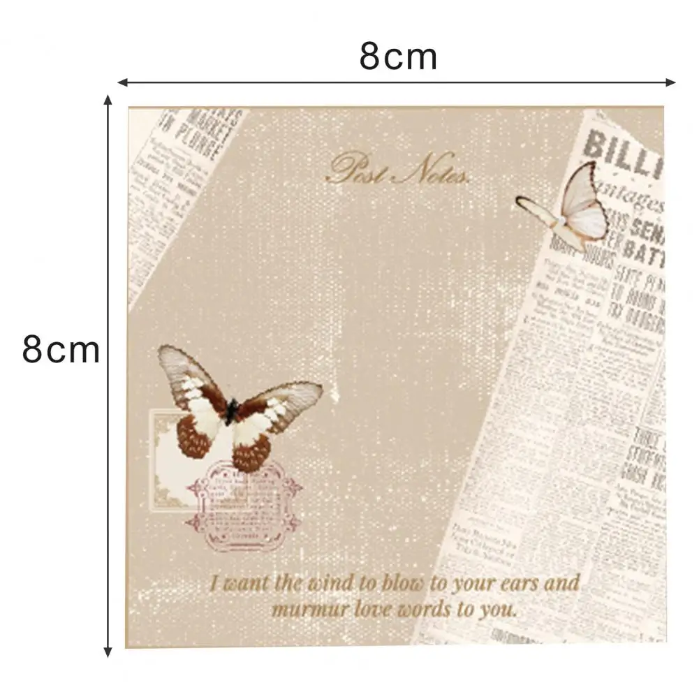 Elegant Stamped Butterflies Pattern Sticky Notes Vintage Hand Writing Paper Report Series Simple Memo Convenience Stickers