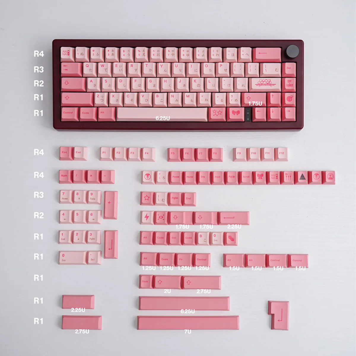 

Pink Mechanical Keyboard Keycaps 143 Keys PBT Sublimation Original Factory Height Adaptation 64 68 75 82