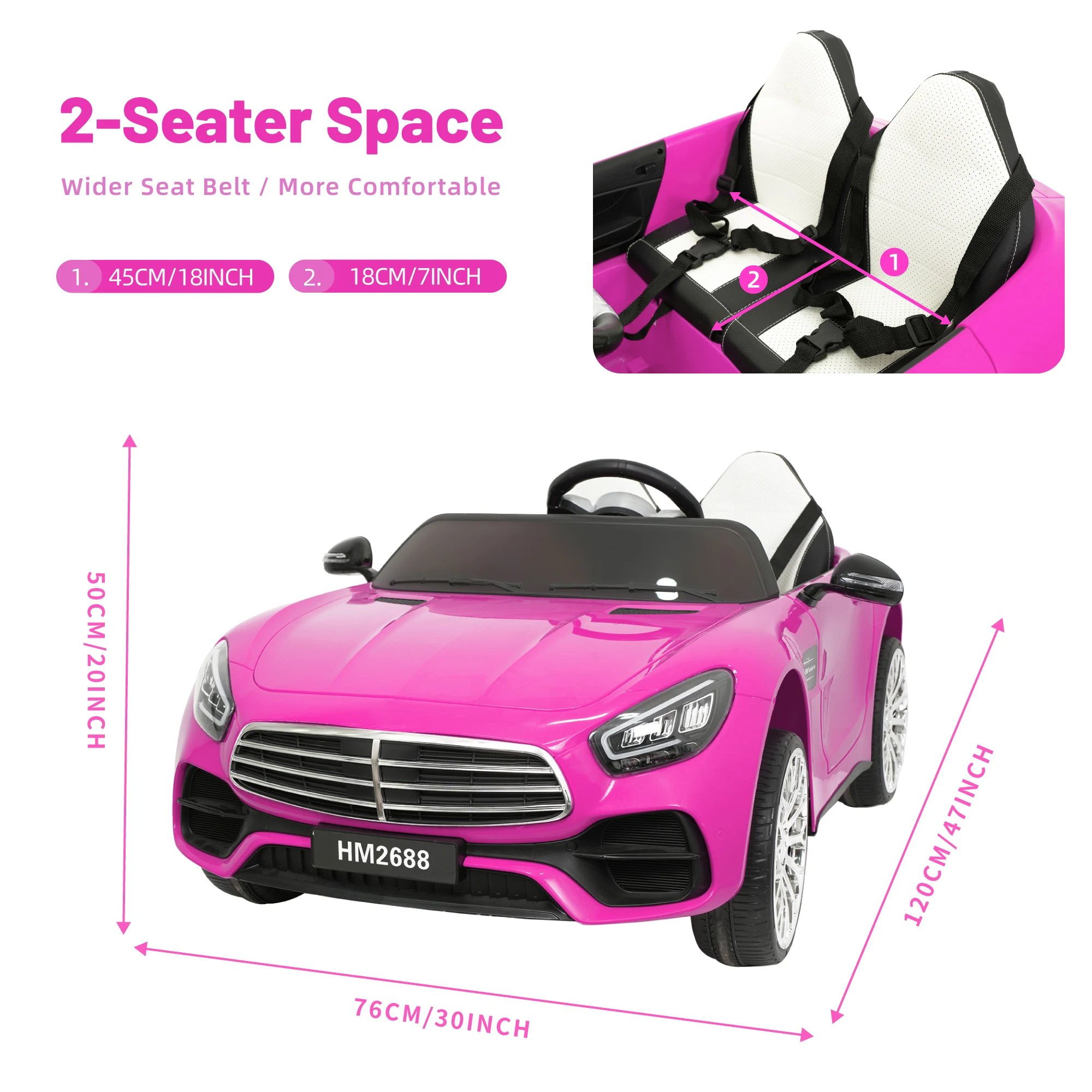 12V Ride On Car for Kids, Electric Car with Remote Control, Music Player for 3-8 Year Old