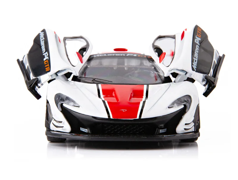 1/32 Die Cast McLaren 600LT P1 GTR Sports Car Model Toy Alloy Sound Light Pull Back Supercar Toys Gifts Vehicle