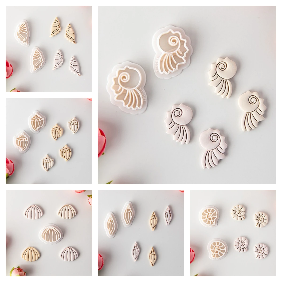 

Ocean Sea Polymer Clay Cutters Summer Beach Earring Embosser Cutter Shell Conch Fish Tail Shape Earring Mold for Pendant Jewelry