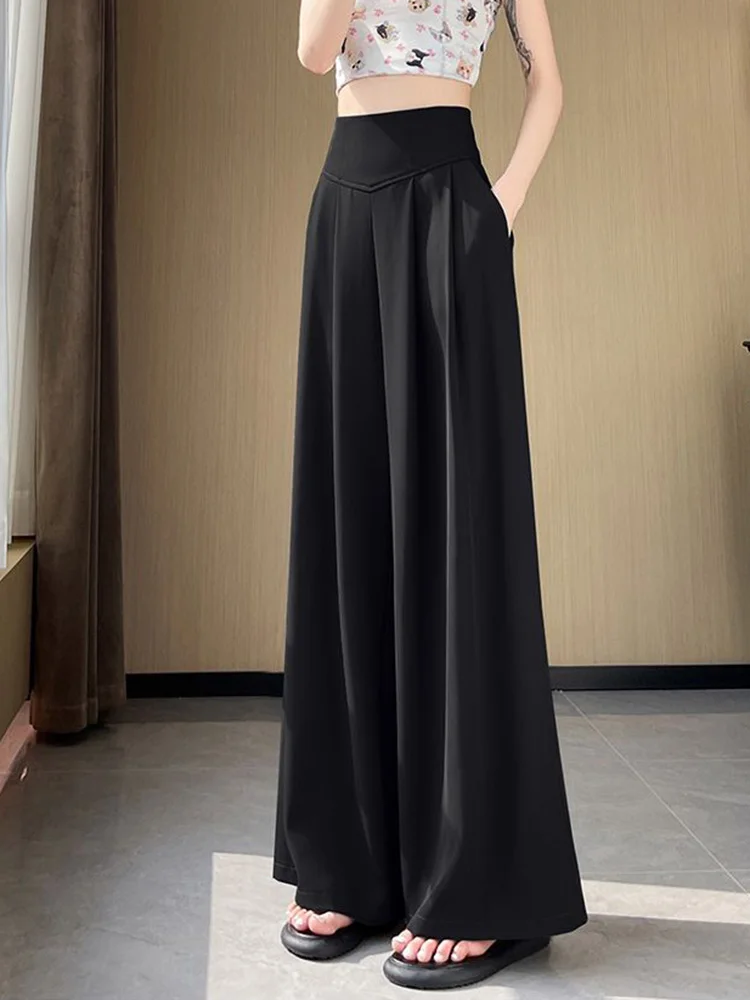 

Zoki Loose Casual Suit Wide Leg Pant Women Elegant Korean High Waist Fashion Trousers Chic Simple Solid Female Black Pants New