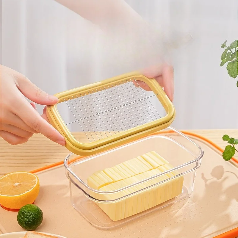 Kühlschrank Butter Dish Box mit Deckel Aufschnittmaschinen Fall Messer Gadget Küche Werkzeug Kühlschrank Lagerung Deckel Cutter Schneiden Käse Bord Sets