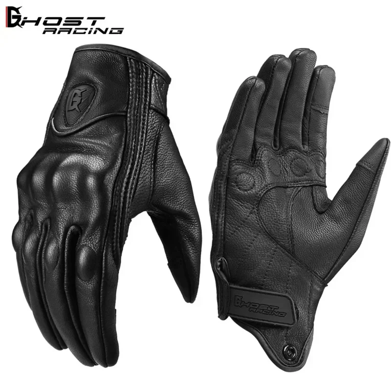 New motorcycle leather gloves men touchscreen motobike Guantes retro motocross offroad anti-drop sheepskin LUVAS items women