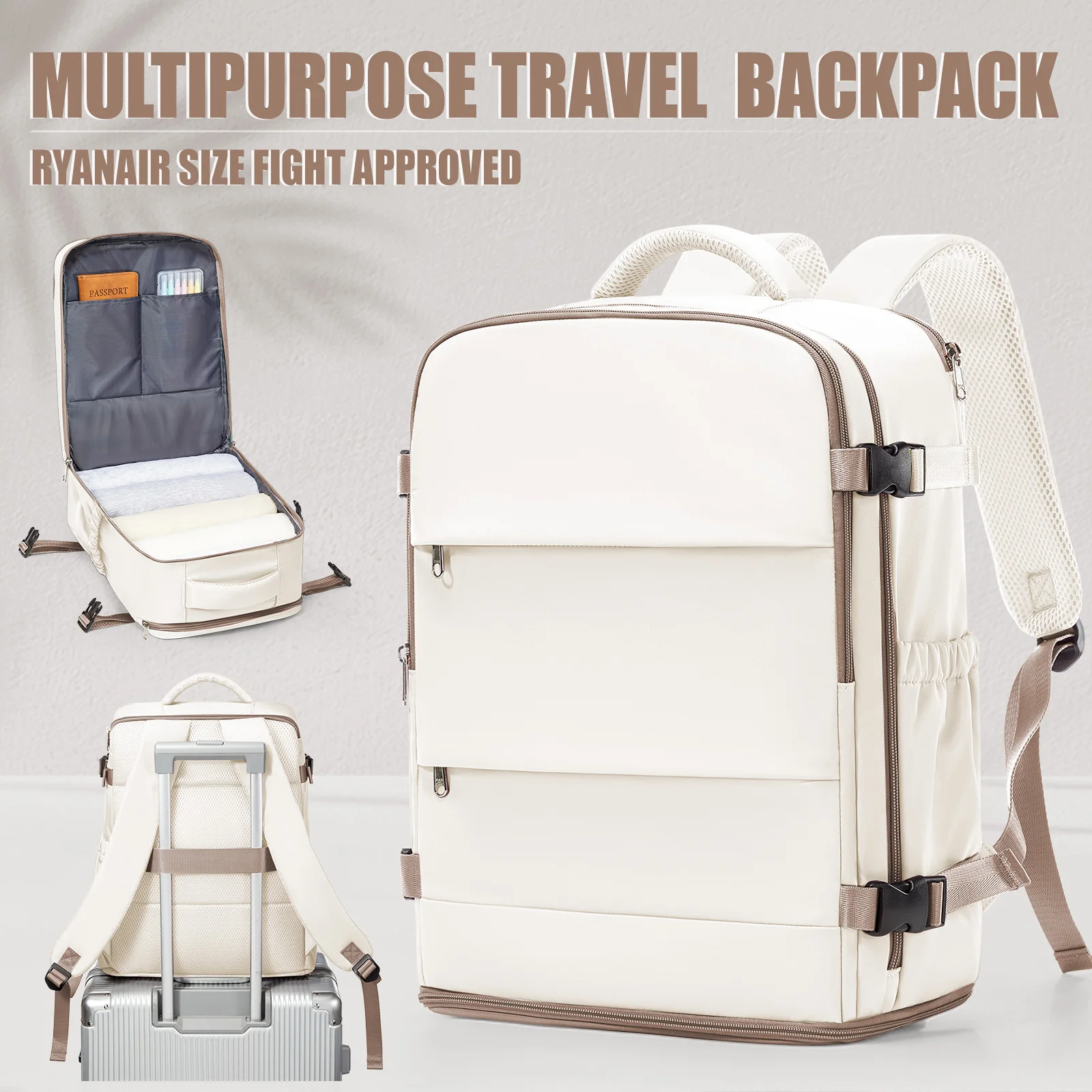 FLCC Reiserucksack für Damen und Herren, Ryanair Rucksack 40x30x20 Handgepäck Flugzeuggepäck EasyJet 45x36x20 Rucksack Business Laptoptasche 9