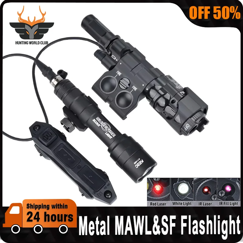 

WADSN New Tactical Metal CNC MAWL C1 Red Dot Green Blue IR Aiming SF M300 M600 AR15 Flashlight Airsoft Weapon Light PEQ15 DBAL