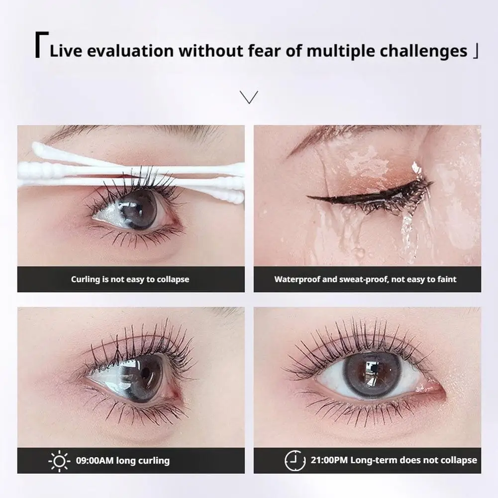 Extensions de cils liquides Mascara tube Mascara allongeant brosse mince pour cils définis sans grappes Mascara lavable noir marron