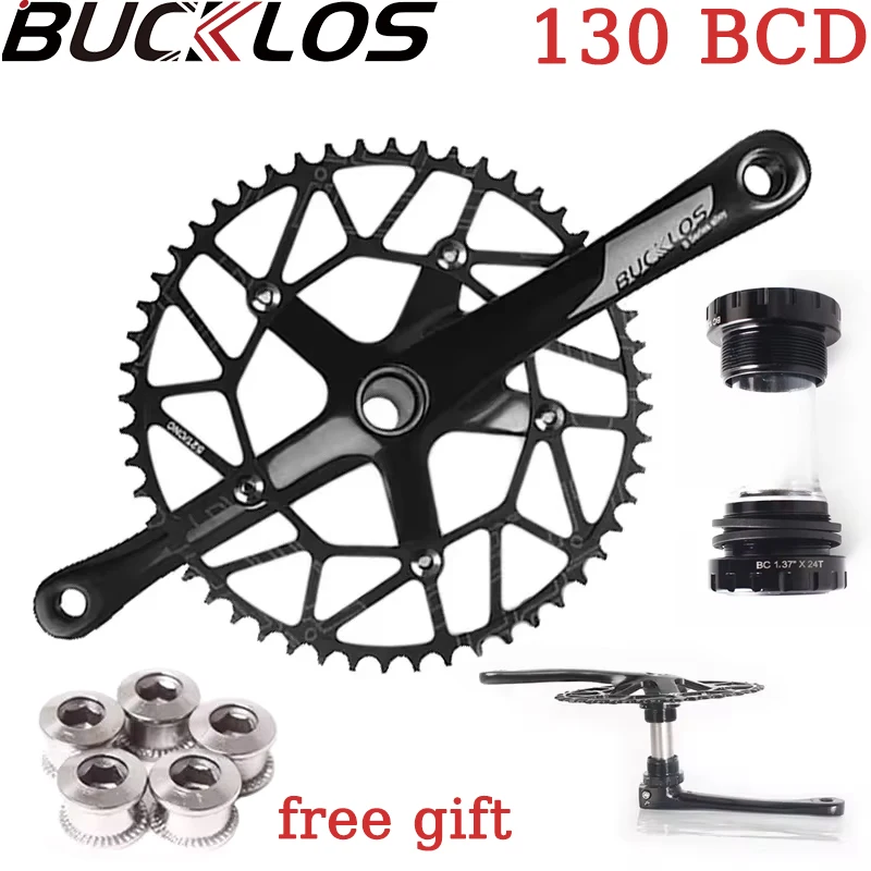 BUCKLOS Mtb Cranks 9/10/11S 130BCD CNC AL6061 Alumium Alloy Road Durable Bike Crankset 50/52/54/56/58T Bike Chainring BMX Crank