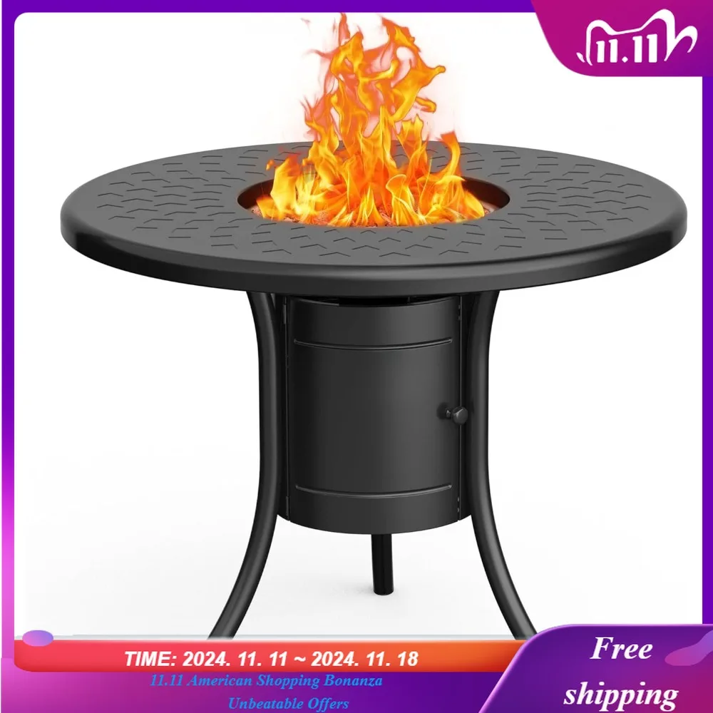 

Dual 1-Pound Propane Fire Pit Outside, 26 inch Outdoor Fire Pit Black, Round Firepit Table for Outside Patio
