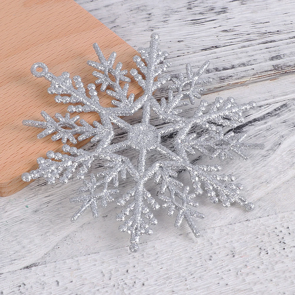 

12Pcs Xmas Snowflake Pendant Hollow-Out Glitter Powder Christmas Tree Decor Holiday Festival Ornament Party Hanging Decoration