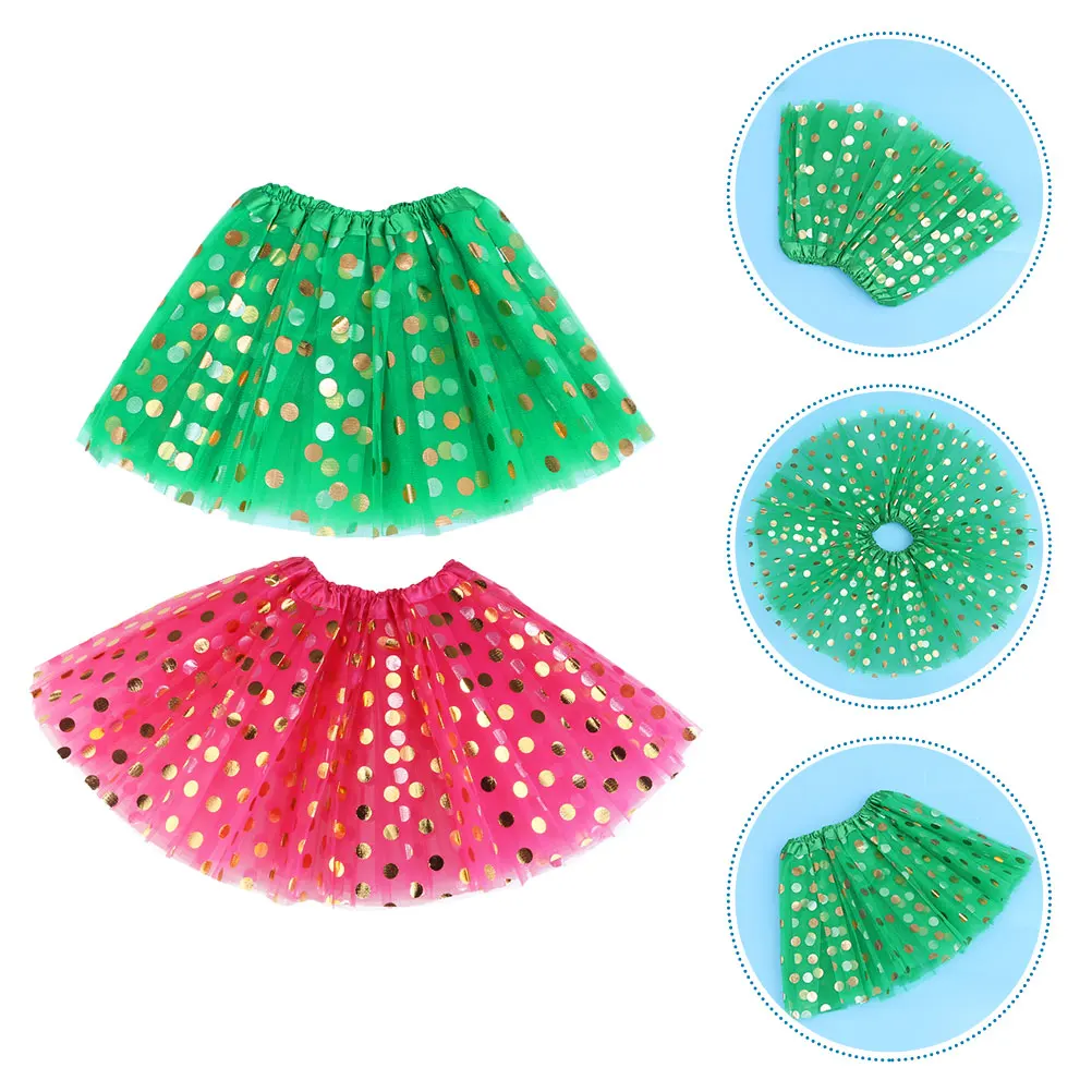 

2pcs Girls Tutu For Party Dance Performance Bright Nylon Tulle Layered Costume Skirt Toddler Tutus Mesh Short Dress Skirt For
