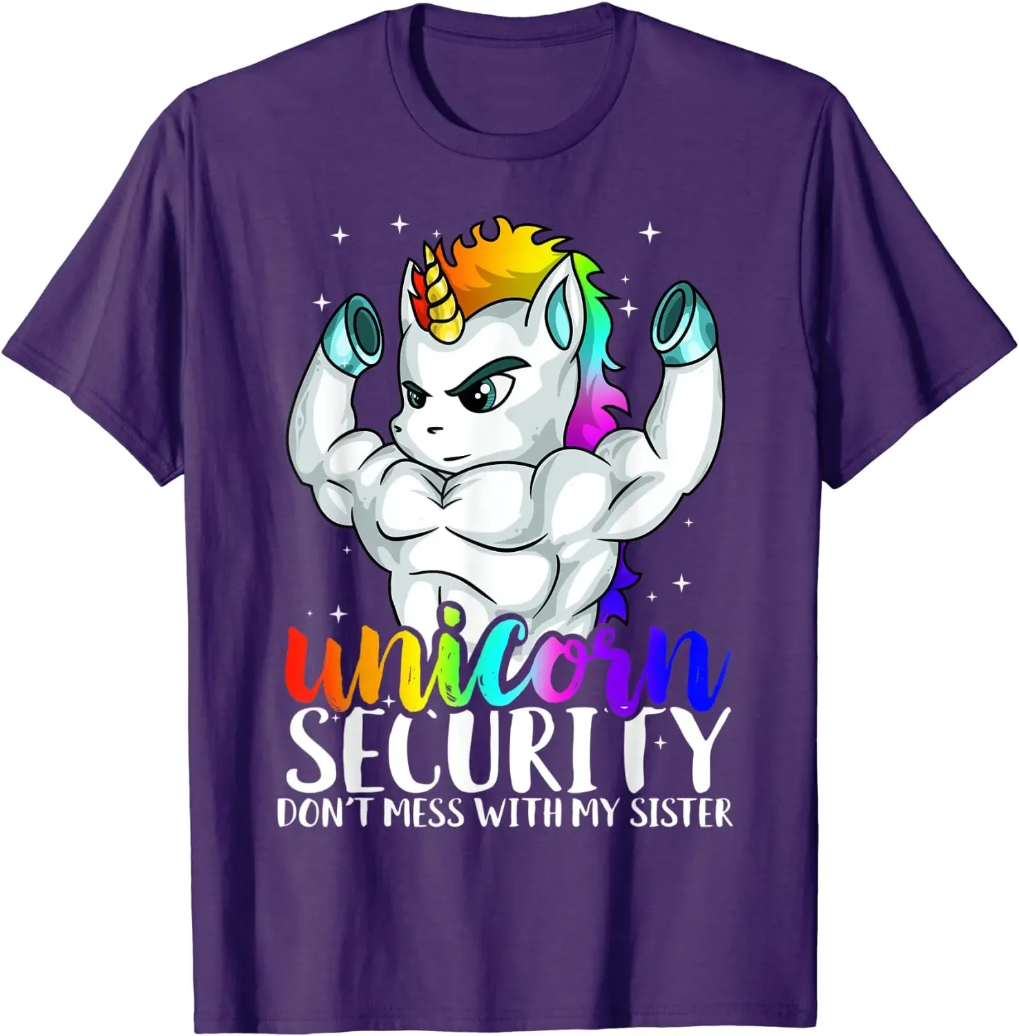 Unicorn Security Dont Mess With My Sister Funny Brother Gift T-Shirt T Shirt Funny Birthday Cotton Men T Shirt Casual