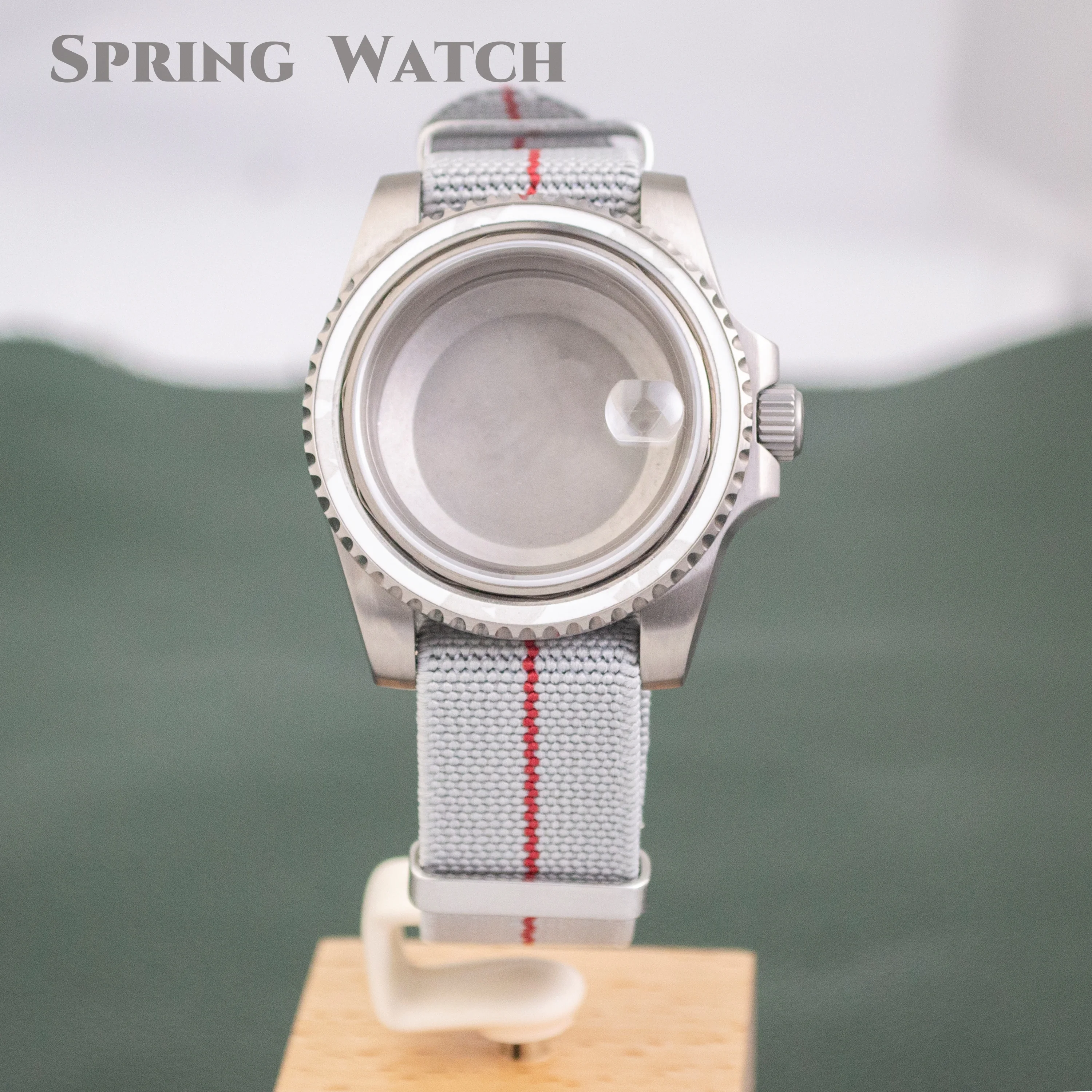 Pure Titanium Watch Case for SUB GMT Case Sapphire Crystal For NH34 NH35 Movement 10ATM Waterproof 40mm Watch Case Nylon Strap