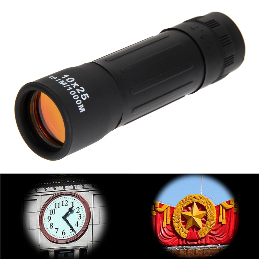 10x25 Professional Telescope Night Vision Mini HD Monocular Adjustable Focal Length with Cleaning Cloth for Outdoor Activities
