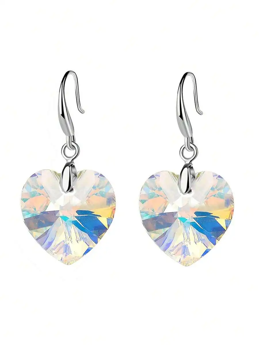 

Heart Shape Crystal Rhinestone Earrings For Women Fashion Jewelry Gift