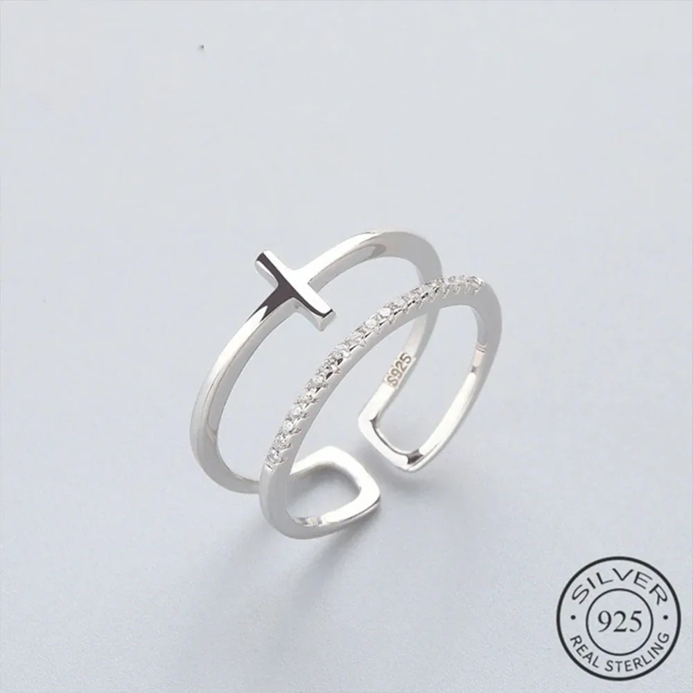 OL Geometric BRidal Cross Personality Ring BF CLUB 925 Silver Color For Women Birthday Party Fine jewelry New 2018 Accessories