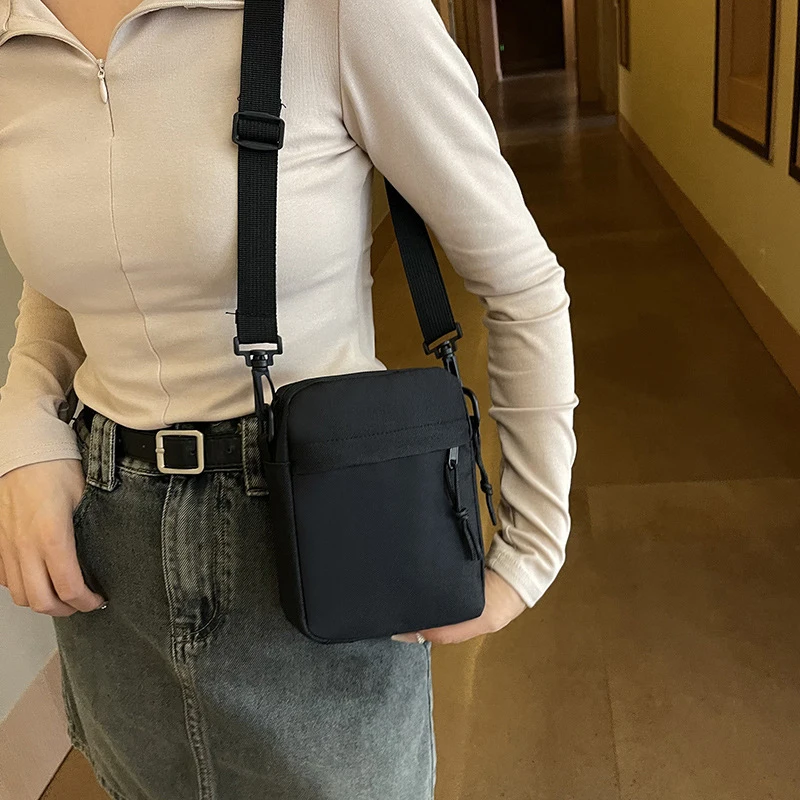 Borsa a tracolla semplice da uomo in tessuto Oxford Mini Casual con cerniera piccola borsa a tracolla per cellulare