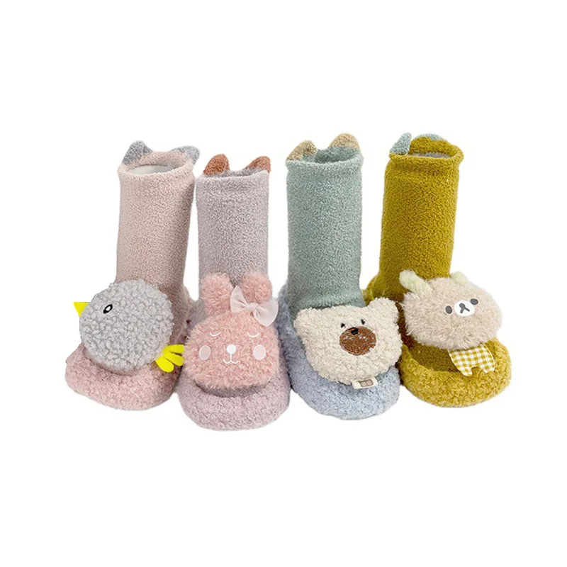 Newborn Baby Floor Shoes Long Socks Non-Slip Indoor Home Safe Winter Foot Shoes Cartoon Toddlershoes Children