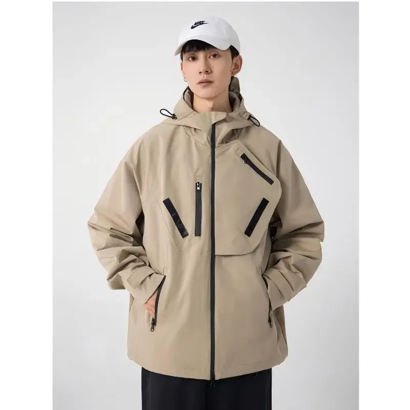 

Мужская весенне-осенняя уличная водонепроницаемая куртка с несколькими карманами в твердом корпусе для тяжелой промышленности