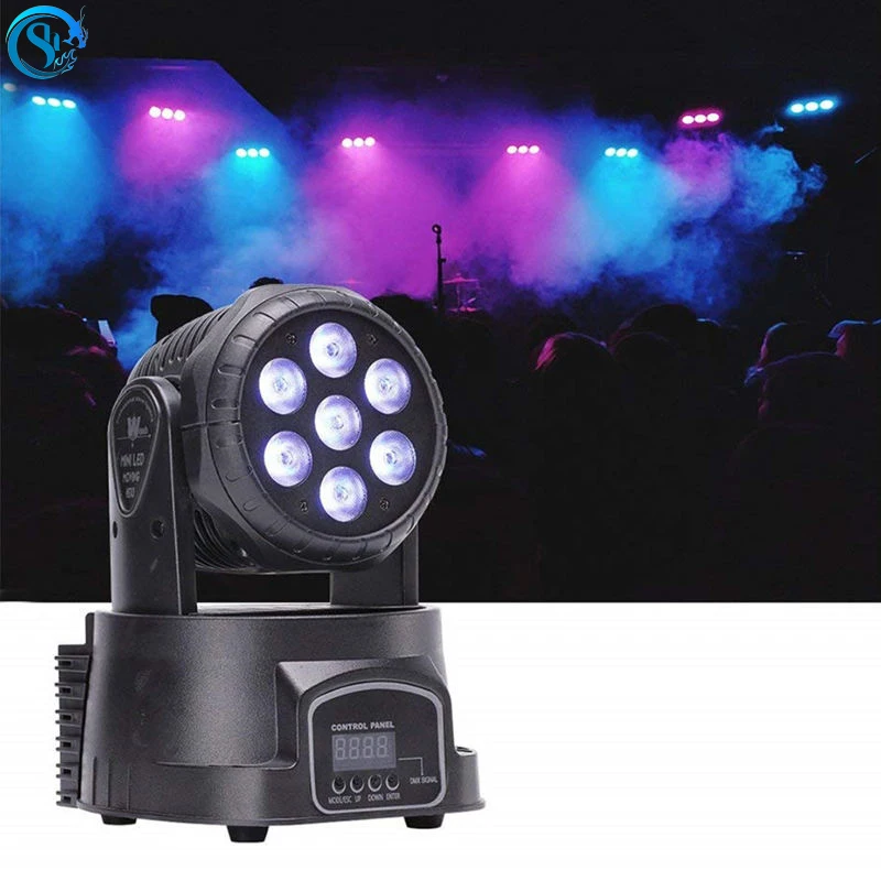 stage disco ball effect moving head light mini led 7x18w rgbwa uv dmx control dj musica bar festa clube 01