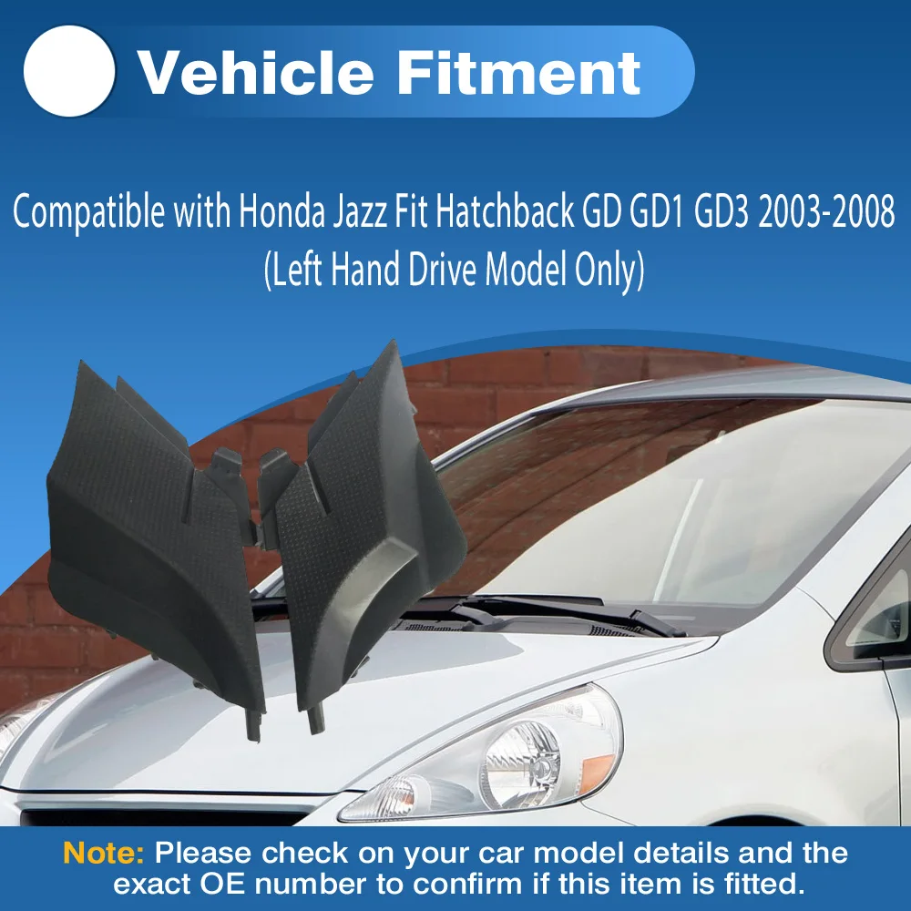 

Pair Front Windshield Louvers Outer Cover Extension Trim For Honda Jazz Fit Hatchback GD GD1 GD3 2003-2008 74222-SAA-G00