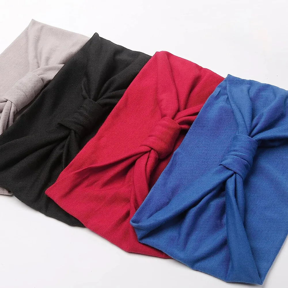 Breite Stirnbänder für Frauen, stilvolle Kopfwickel, Boho-Haarbänder, Sport, Yoga, Turban, Baumwolle, rutschfestes Bandana, Haar-Accessoires – Detail 14
