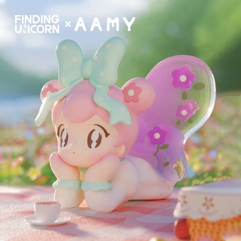 Finding Unicorn AAMY Picnic With Butterfly Series Blind Box Mystery Box Toys Cute Action Anime Figure Kawaii Model Gift