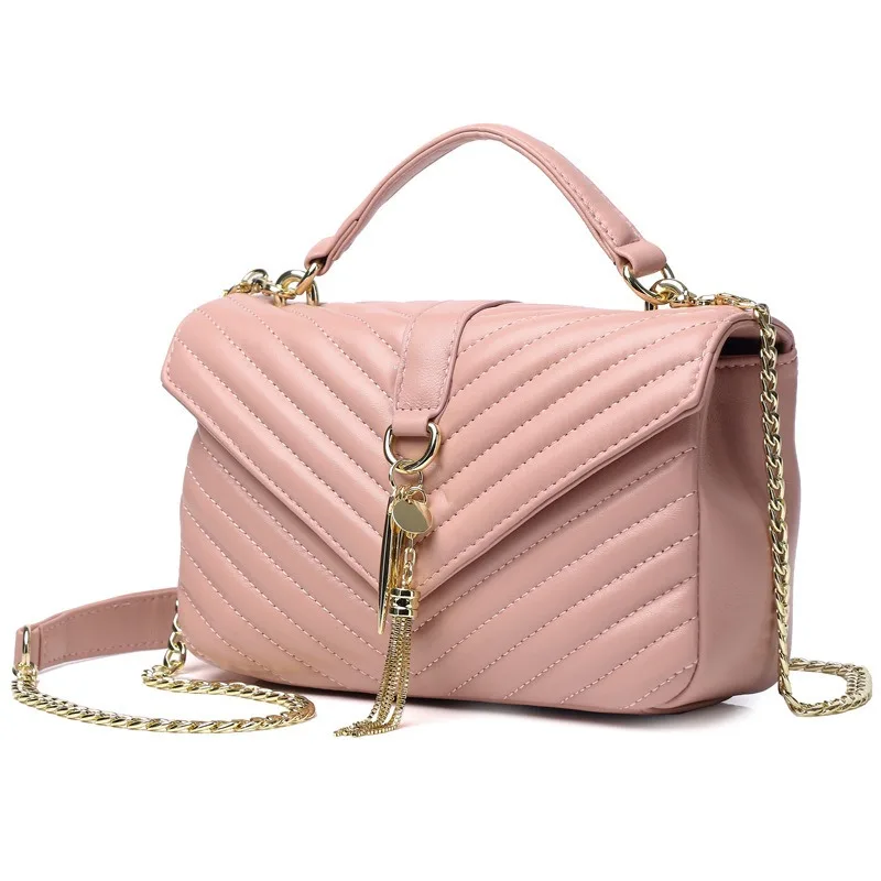 Bolsas de mensajero de hombro para mujer, bolso cruzado informal de piel de oveja, tendencia 2024, bolsos de mano tipo sobre con cadena con estampado de piedras para mujer ﻿