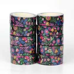 Cintas Washi decorativas con patrón Floral exótico, cinta adhesiva para planificador artesanal, papelería bonita, 10 piezas por lote, nuevo, a granel