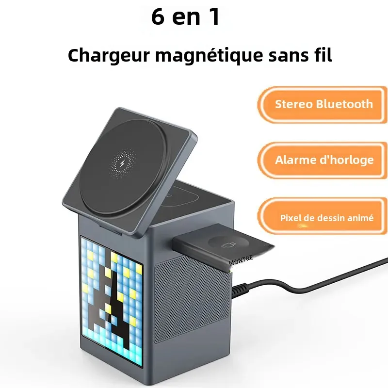 Haut-parleur Bluetooth 3 en 1, chargeur sans fil pour iPhone 16 15 14 13 12, Station de charge