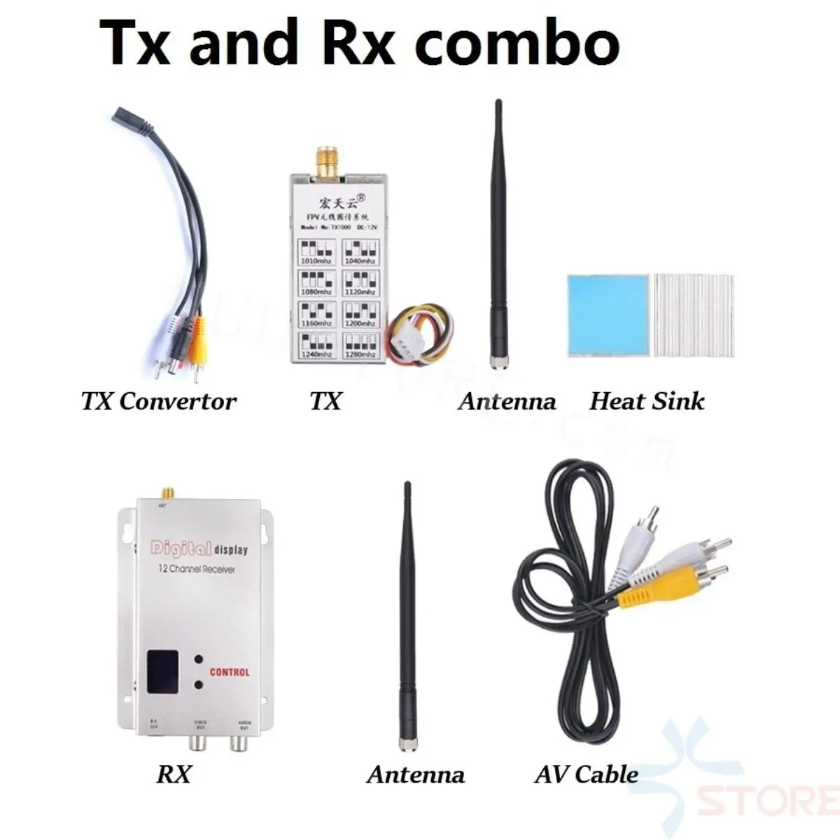 1.2G 1W 1000mW 8CH Transmitter TX1000 TX 12CH Receiver RX FPV Combo Up to 3km for RC Models Drone Quad Enhancement Booster