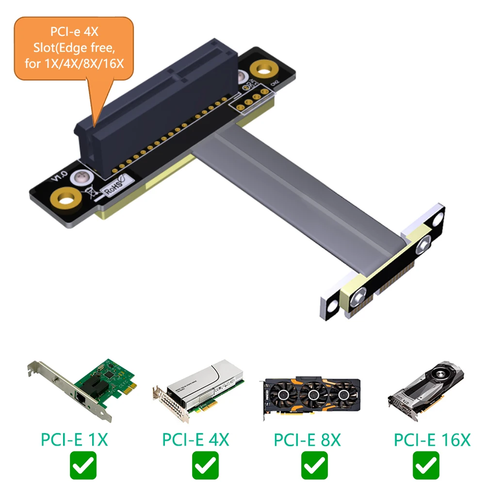 PCI Express PCIE Riser Card PCI-E 1x to 4x Riser Cable Graphics Card PCI Express Connector Flexible Cable Extension Port Adapter