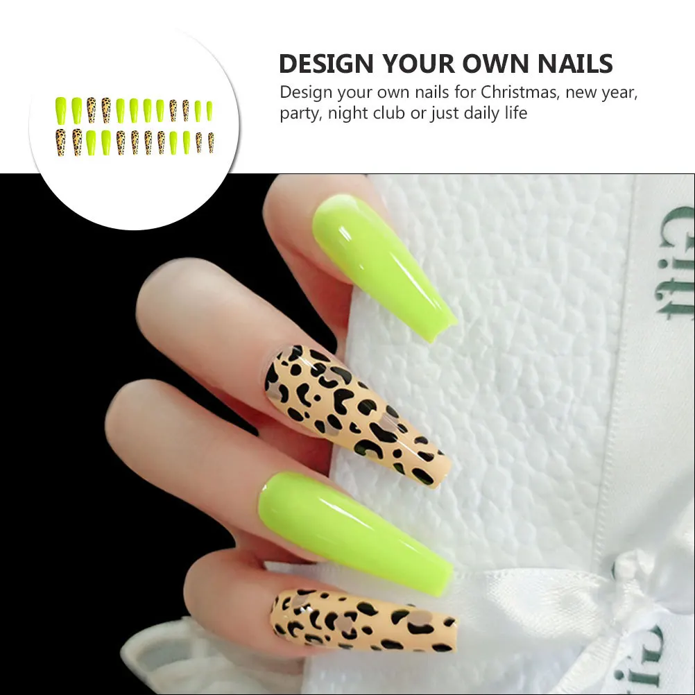 

24Pcs Women Leopard Fake Nails Extra Long Strong Durable for Professional Manicure Weekend Dating False Nail Fake Nails