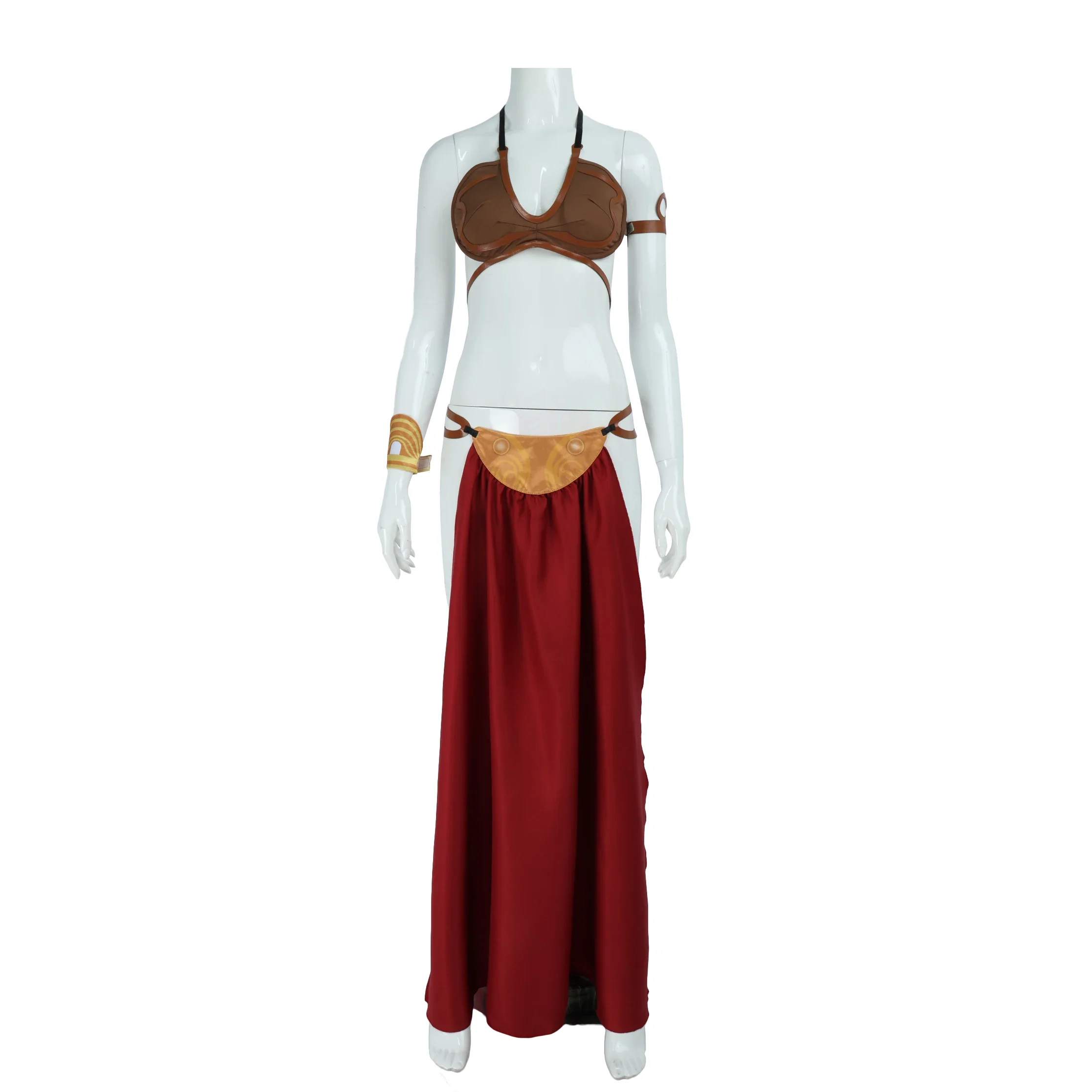 Princess Leia Cosplay Sexy Slave Dress Costume Movie Gold Color Fantasy Bikini Suit for Women Halloween Party Roleplay Outfit