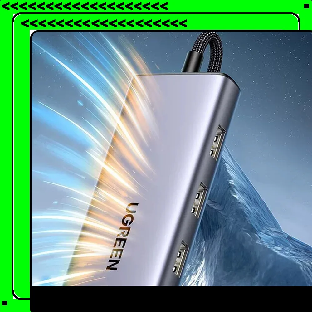 UGREEN CM498 25037 6-in-1 USB-C Hub, 4K HDMI, VGA, 3 USB 3.0 Ports, 100W PD, Dual Display Adapter