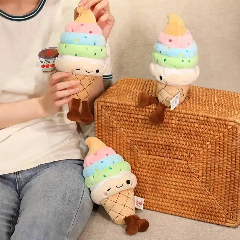 Creative Ice Cream Plush Toy Stuffed Sweet Ice cream Cone Dessert Food Soft Doll Pillow Room Decor Sweet Holiday Gifts For Kids